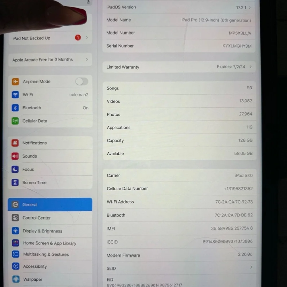 Apple IPad Pro 6th generation. 12.9”